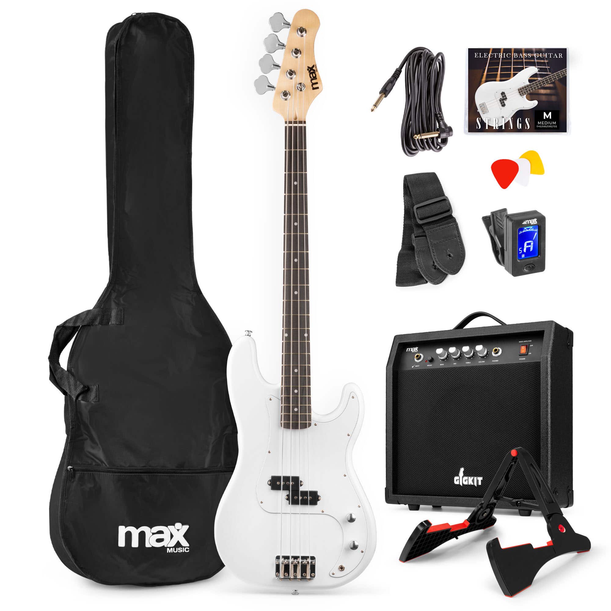 Max Gigkit Basgitaar met 40 Watt versterker - Gitaarstandaard - | MAX
