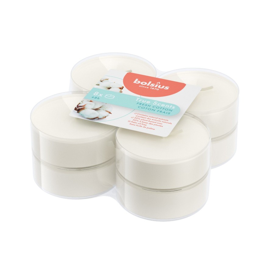 Maxilichten True Scent Fresh Cotton 8 Stuks 8 Uur | Bolsius