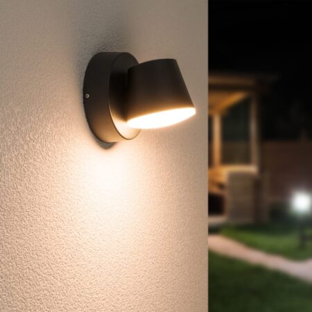 Memphis - LED Wandlamp - 6 Watt 300 Lumen - IP54 Waterdicht - 3000K Warm Wit - Dimbaar - Kantelbaar - Zwart - Voor binnen en buiten | HOFTRONIC