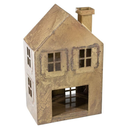 Metalen Windlicht huis peach -2 |