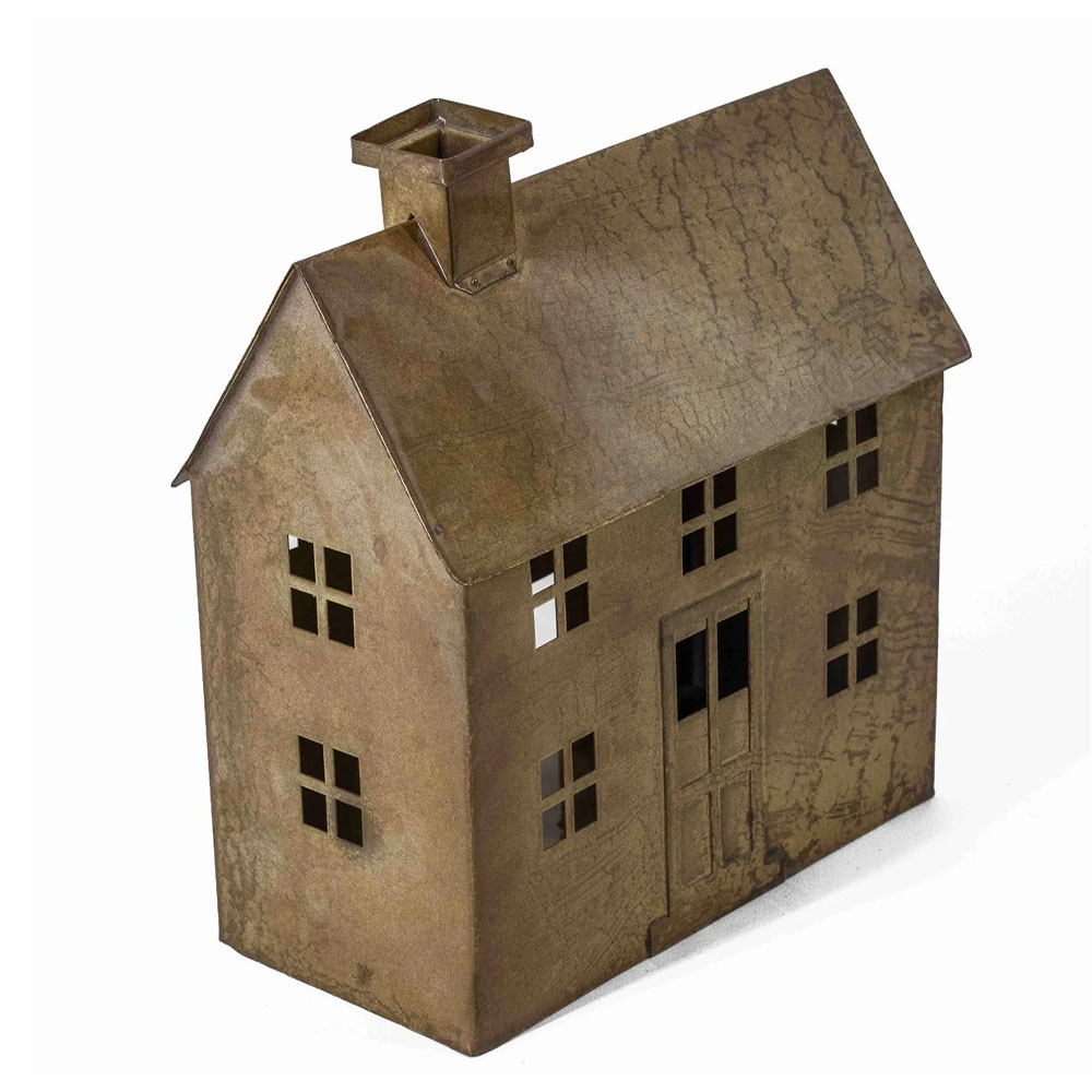 Metalen Windlicht huis peach -3 |