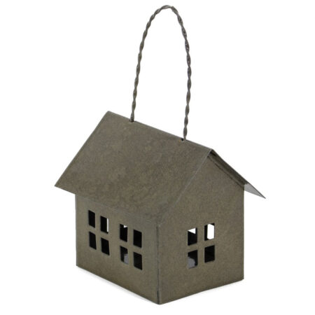 Metalen hanger huisje olive |