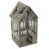 Metalen huisje waxinehouder gebouw olive |