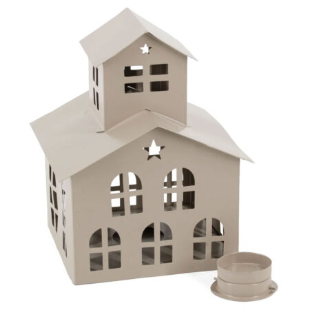 Metalen huisje waxinehouder sand |