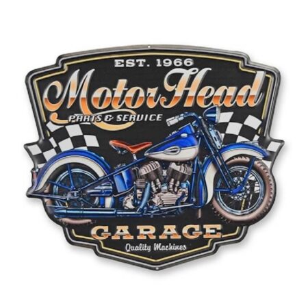 Metalen wandbord MotorHead Garage | DecoImport