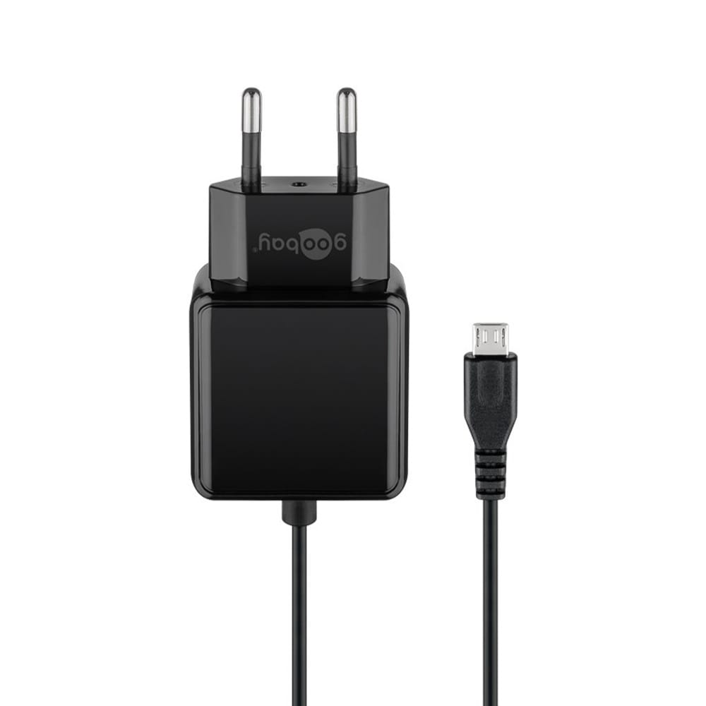Micro-USB voeding compleet - Micro-USB oplader - USB 2.0 micro stekker - 1.5m - 1000mA - 5 Watt - 5V - Zwart | Goobay
