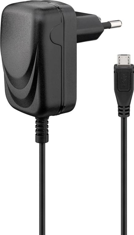 Micro-USB voeding compleet - Micro-USB oplader - USB 2.0 micro stekker - 1m - 1000mA - 5 Watt - 5V - Zwart | Goobay