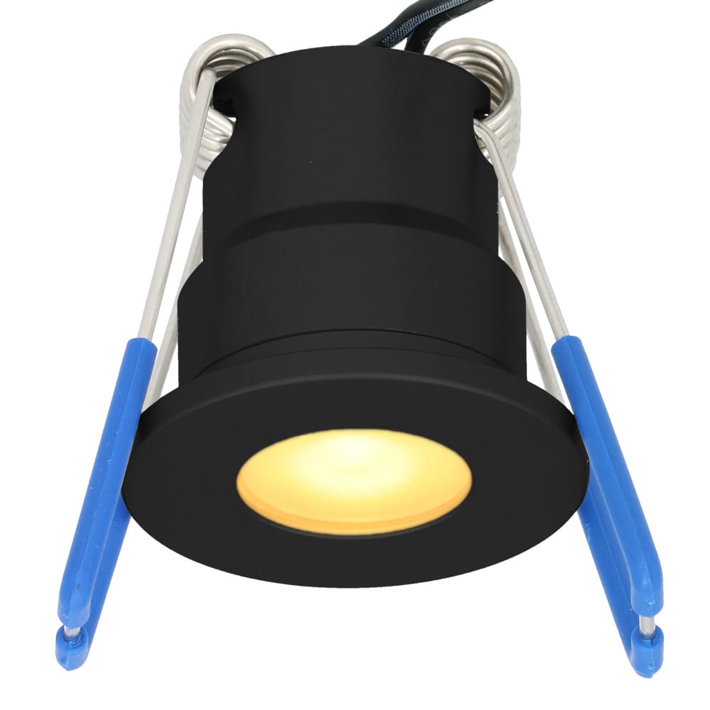 Milano mini LED inbouwspot - 12 Volt 3 Watt 200 lumen - 2700K warm wit - Dimbaar - Plat 34mm - IP65 waterdicht - Zwart - Veranda spots | HOFTRONIC