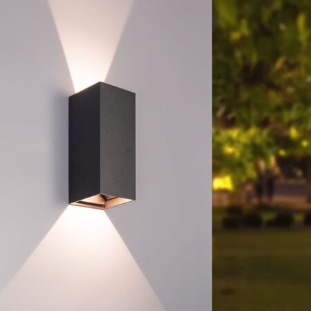 Miles S LED wandlamp - up en down light - 3000K warm wit- 10 Watt 820 lumen - IP65 waterdicht - Zwart - buitenverlichting | HOFTRONIC