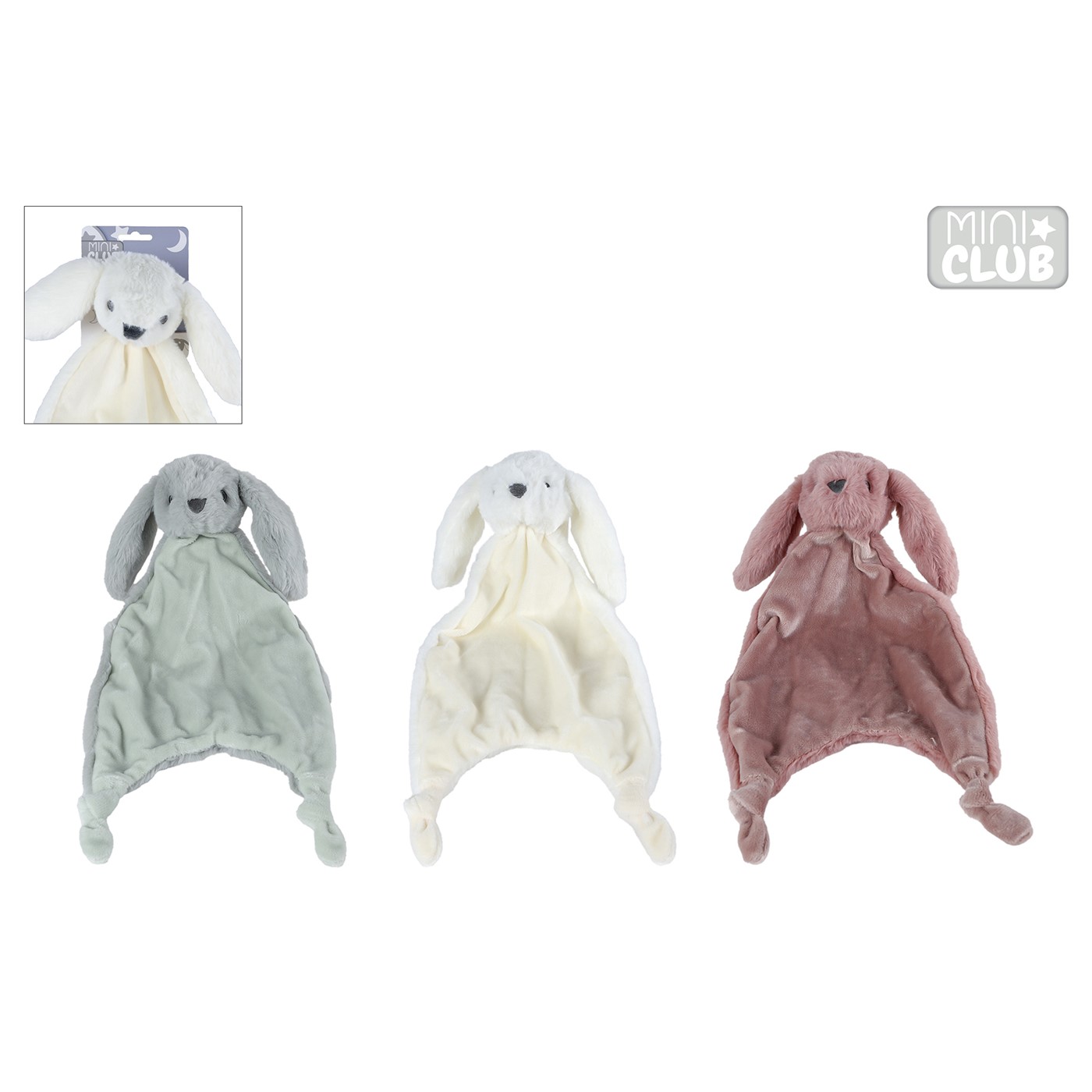 Mini Club knuffeldoekje konijn 3ass 38cm | Mini Club