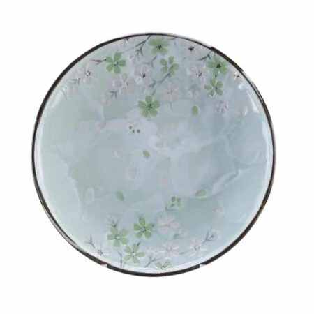Mintgroen bord - Green Cosmos - decoratief patroon - 25.5cm | Tokyo Design Studio