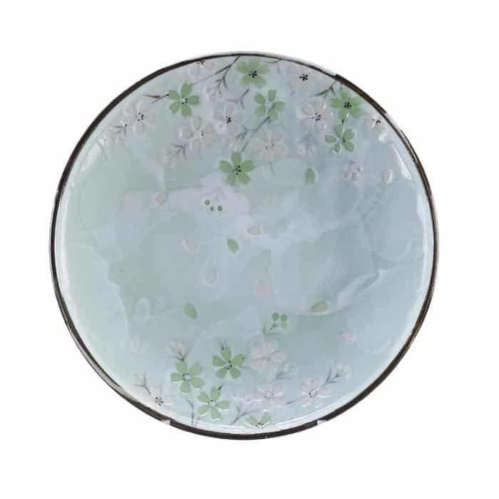 Mintgroen bord - Green Cosmos - decoratief patroon - 25.5cm