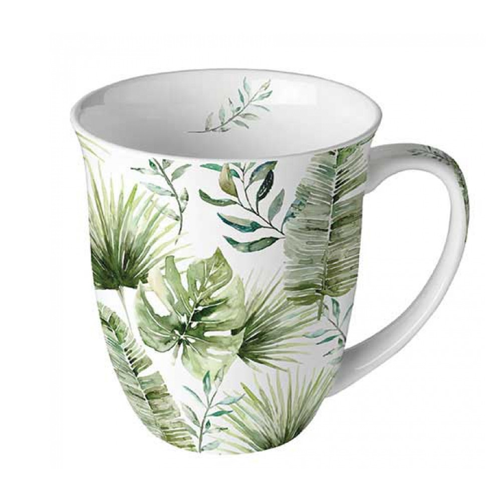 Mok Jungle bladeren wit 0.4L |