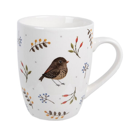 Mok Wit Keramiek Vogel 350ml | Clayre&Eef