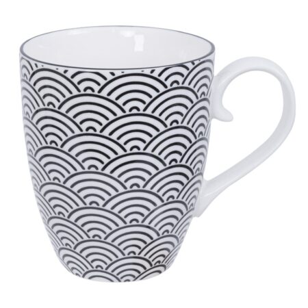 Mok met golvenpatroon - Tokyo Design Studio - Nippon Black - 380ml - 8.5 x 10.2cm | Tokyo Design Studio