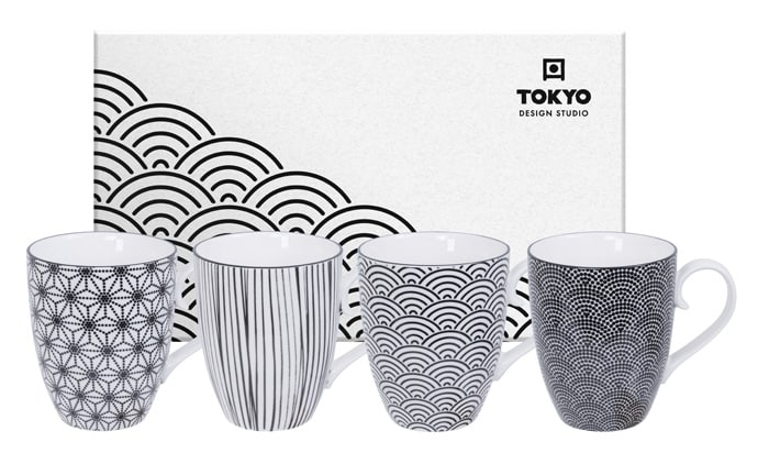 Mokkenset Nippon Black - Tokyo Design Studio - 380ml - 4-delig | Tokyo Design Studio