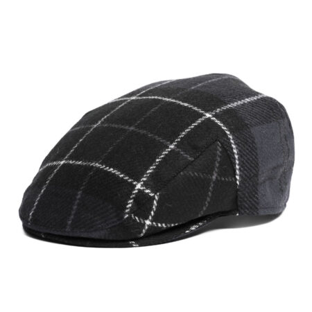 Moons Tweed Cap Black/grey Tartan | Barbour