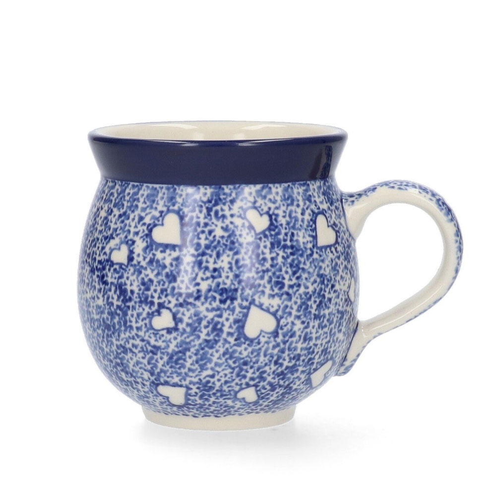Mug Farmer 370ml - White Hearts | Bunzlau Castle