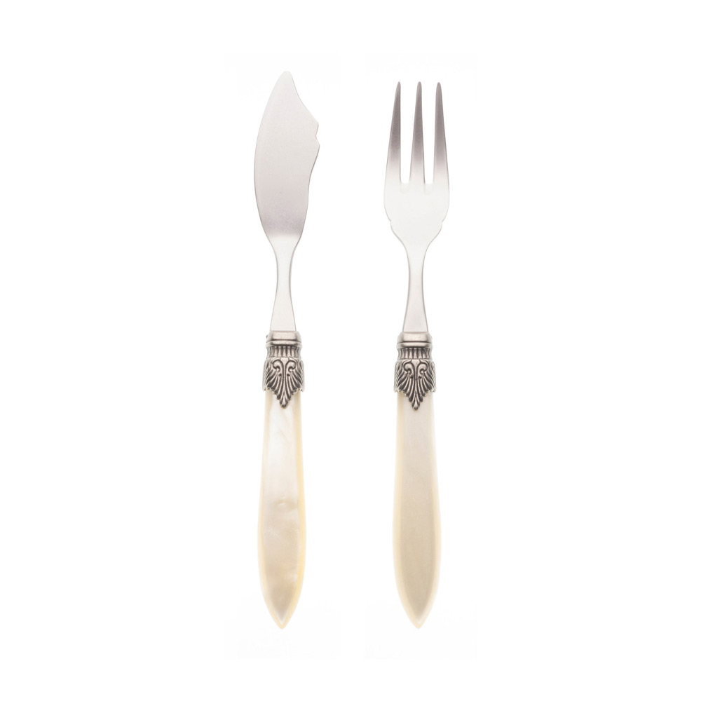 Murano 2-delig vis bestek creme |