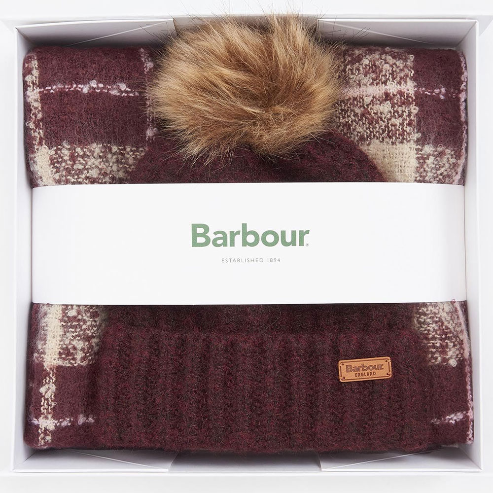 Muts & sjaal set Saltburn Cabernet | Barbour