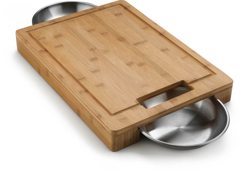 Napoleon PRO bamboe snijplank met 2 RVS schalen | Napoleon