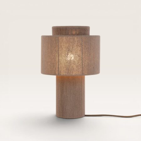 Nevada - Linnen Tafellamp Taupe 40 cm - Nachtkast lampje - Scandinavisch design - E27 fitting - Met aan/uit-schakelaar | LUSENZ