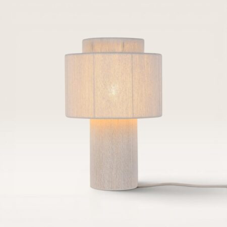 Nevada - Linnen Tafellamp Wit 40 cm - Nachtkast lampje - Scandinavisch design - E27 fitting - Met aan/uit-schakelaar | LUSENZ