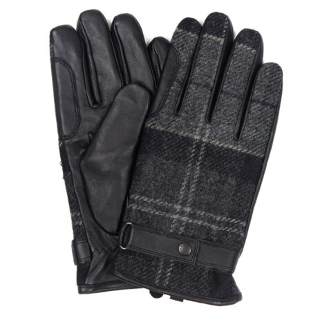 Newbrough black/grey Tartan handschoen heren | Barbour