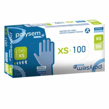 Nitril onderzoekshandschoenen | Polysem | XS | Bescherming tegen ziektekiemen en virussen | Latexvrij | DH6000-XS | Polysem