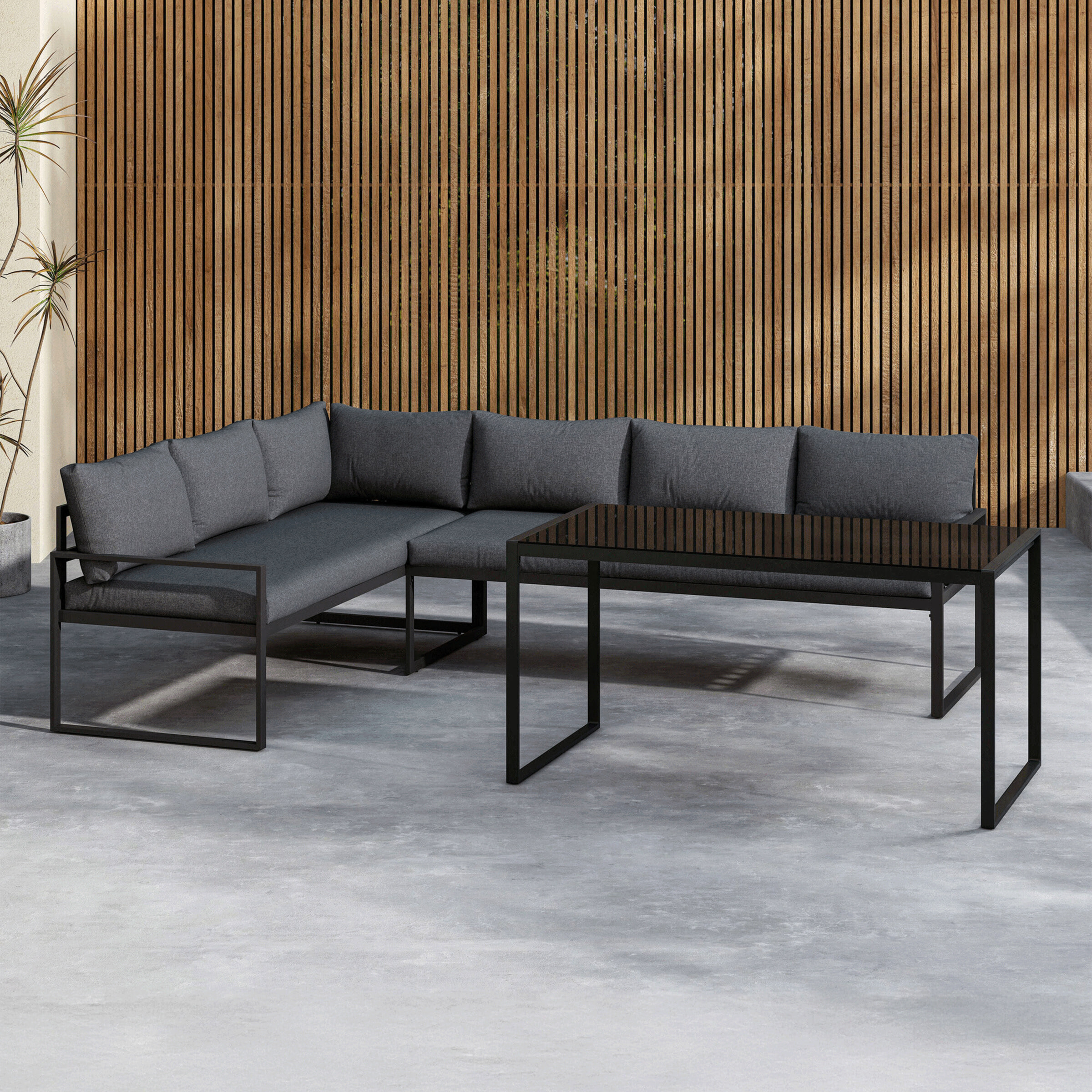 Nohr Loungeset Jenalee Met hoekbank en hoge tafel - Zwart | Nohr
