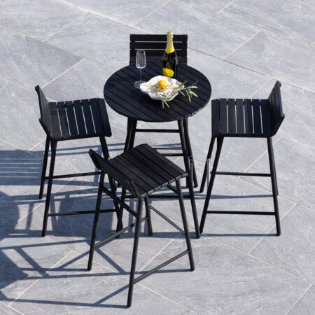 Nohr Outdoor Barset Larrisa Acaciahout - Zwart - Rond | Nohr