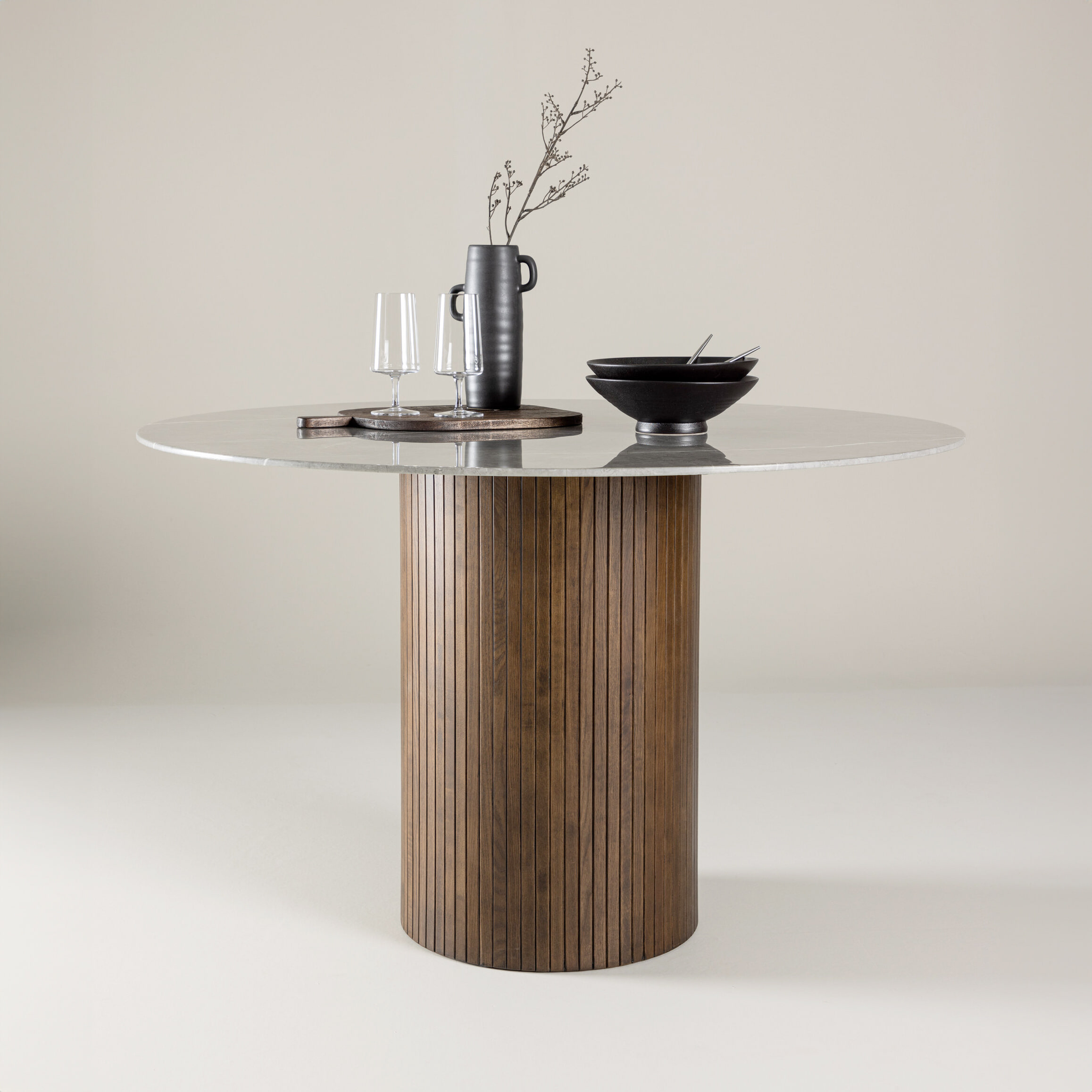 Nohr Ronde Eettafel Audrin Glas met marmerlook