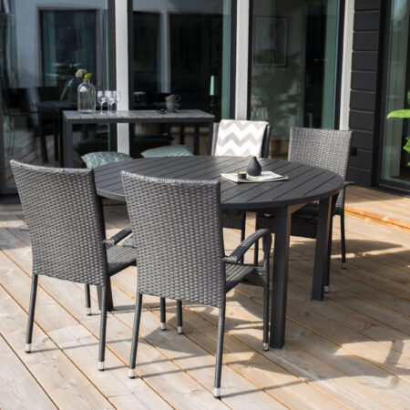 Nohr Ronde Tuintafel Tion 140/190 x 140cm - Zwart | Nohr