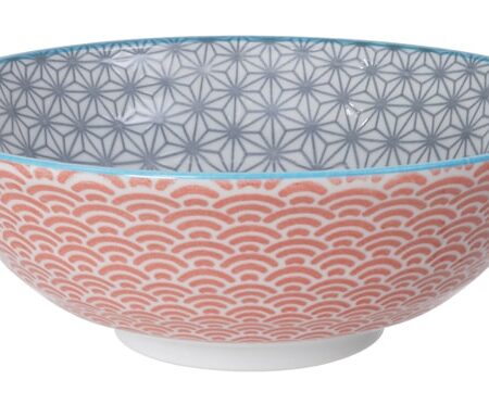 Noodlekom Tokyo Design Studio - Star Wave - 1000ml Grijs/Rood - 21 x 7.8cm | Tokyo Design Studio