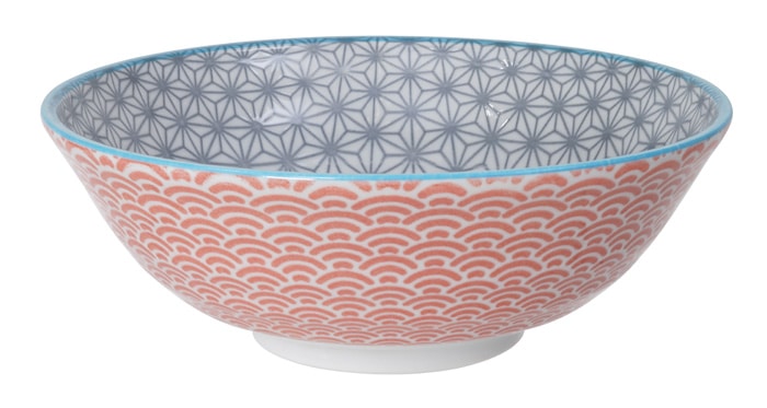 Noodlekom Tokyo Design Studio - Star Wave - 1000ml Grijs/Rood - 21 x 7.8cm | Tokyo Design Studio