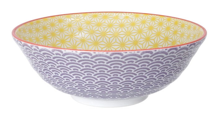 Noodlekom Tokyo Design Studio - Star Wave - Geel/Paars - 1000ml 21x7.8cm | Tokyo Design Studio