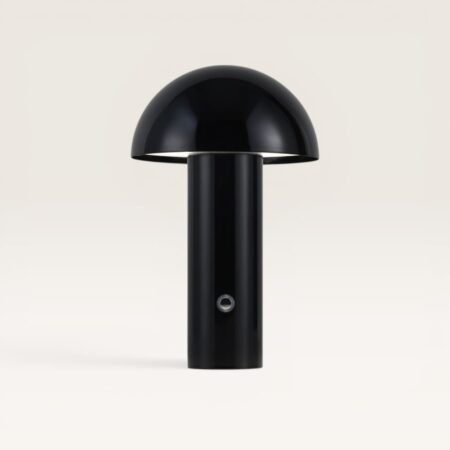 Noryn - Paddenstoel lamp oplaadbaar Zwart 25 cm - Draadloze tafellamp - Dressoir lamp - Scandinavisch design - Dimbaar - USB-C - Metaal - 3000K/4500K/6000K | LUSENZ