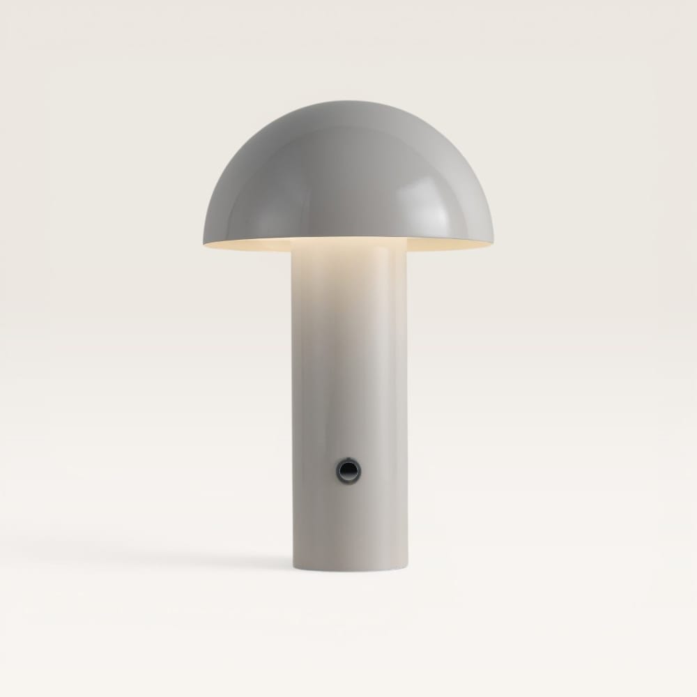 Noryn - Paddenstoel lamp oplaadbaar gebroken Wit 25 cm - Draadloze tafellamp - Dimbaar - USB-C - Scandinavisch design - 3000K/4500K/6000K | LUSENZ