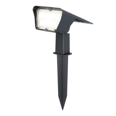 Odessa solar prikspot - Incl. Schemerschakelaar - 6000K daglicht wit - 2 lichtstanden - 300 lumen - 6-12 uur brandtijd - Kantelbaar - IP65 waterdicht - Tuinspot op zonne energie | HOFTRONIC