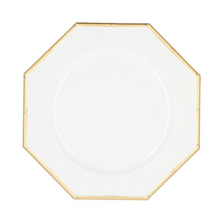 Onderbord Hexagon dia33cm wit/goud | HBX natural living