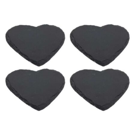 Onderzetter leisteen hart 10cm set a 4 | Merkloos
