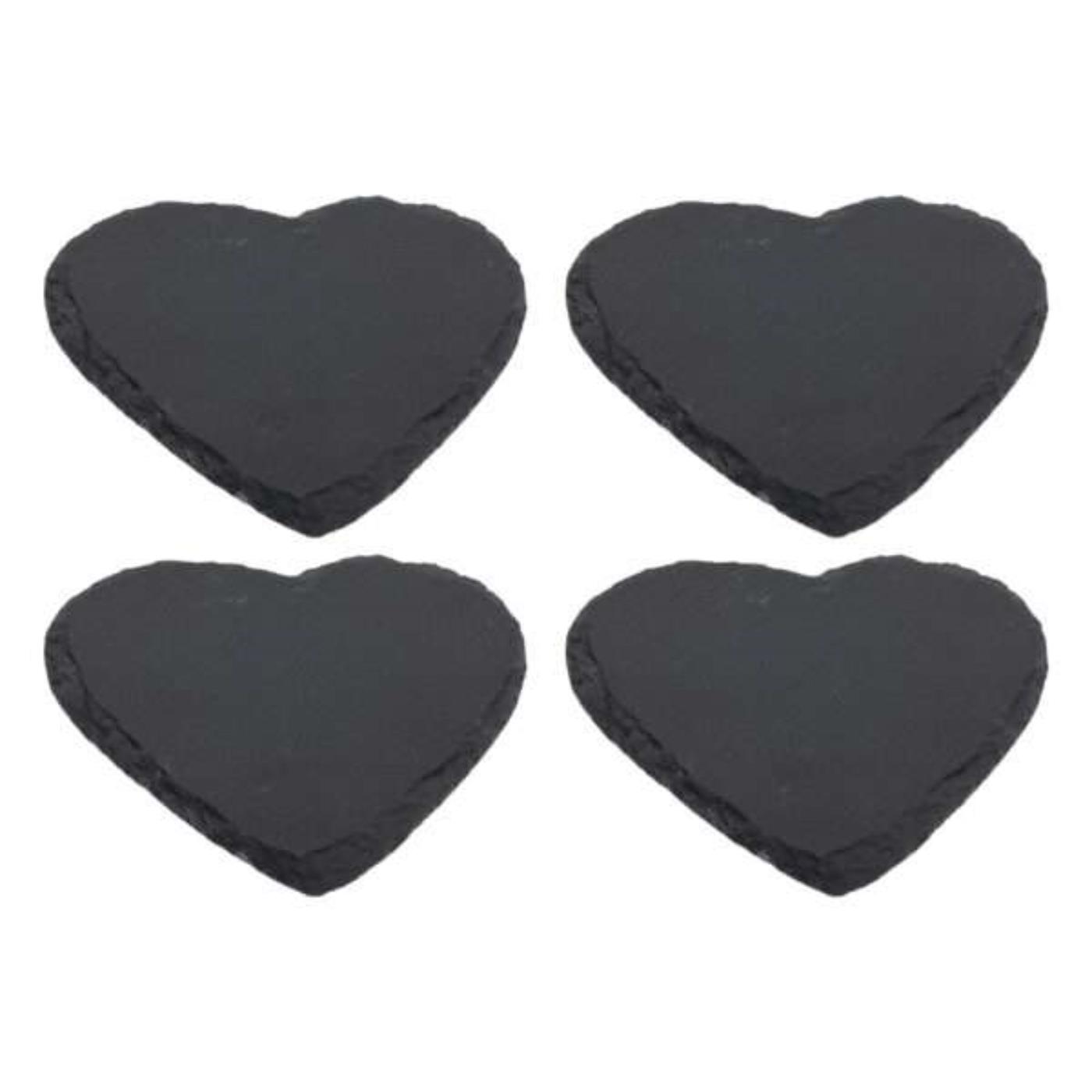 Onderzetter leisteen hart 10cm set a 4 | Merkloos
