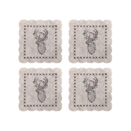 Onderzetter rendier vilt set a 4 10cm | Svenska Living