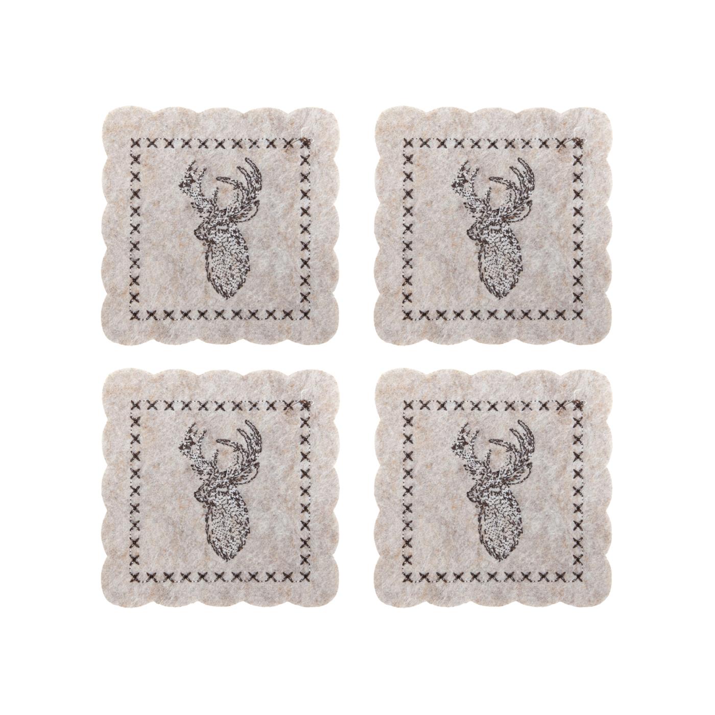 Onderzetter rendier vilt set a 4 10cm | Svenska Living