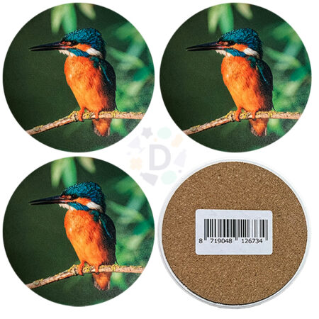 Onderzetters ijsvogel 4-delig Ø10cm | Farmwood Animals