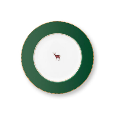 Ontbijtbord Love Birds Deer Dark Green 21 cm | PiP Studio