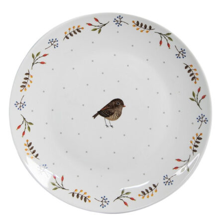 Ontbijtbord Wit Keramiek Vogel | Clayre&Eef
