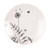 Ontbijtbord beige met zwarte bloemen | Clayre&Eef