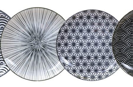 Ontbijtborden Set - Tokyo Design Studio - Nippon Black - 4 stuks 20.6 x 2.2cm | Tokyo Design Studio