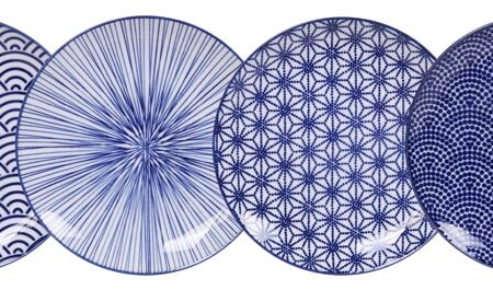 Ontbijtborden Set - Tokyo Design Studio Nippon Blue - 20.6 x 2.2cm - 4 stuks | Tokyo Design Studio